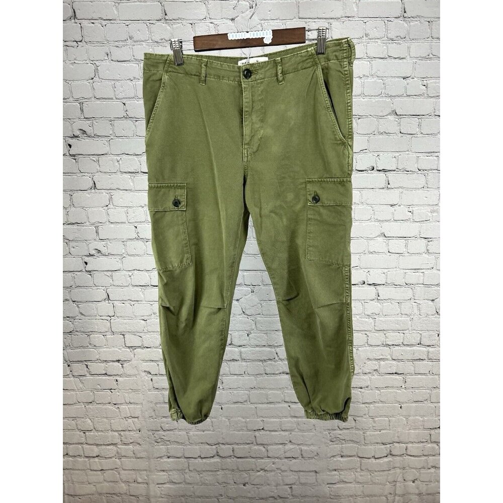 Zara Army Green Cargo Jogger Mid Rise Pants Pockets Women’s Size 8